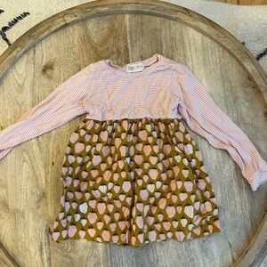 Thimble Pink  Kids Cotton Dress with stripes and strawberries, Size 2T